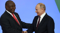 South Africa President Cyril Ramaphosa and Vladimir Putin