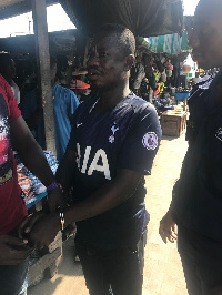 Arrested shopkeeper in Tarkoradi selling fake Umbro replicas