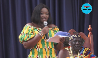 Justina Marigold Assan speaking at the ceremony