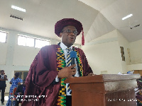 Professor Albert Luguterah, Principal, Navrongo Campus, addressing the students