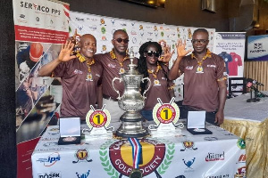 Mr Appiah (second left) with colleagues during launch of upcoming tourney in Accra