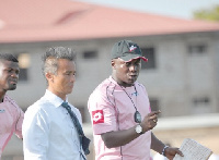 Former Accra Hearts of Oak coach, Kenichi Yatsuhashi and coach Yaw Preko