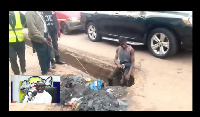 The thief, unnamed in the video, was caught stealing two sacks of plantain