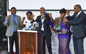 Gender minister Otiko Djaba, with officials from Access bank