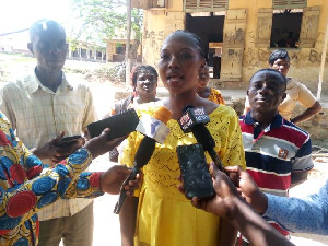 Headmistress of the school speaking to the media