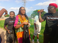 Yvonne Nelson arriving at the University of Ghana for the #DumsorMustStop Vigil