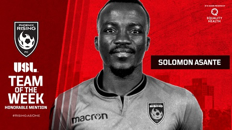 Soloman Asante has been included in the United Soccer League Team of the Week