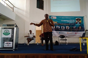 Director for Business Support of NEIP, Franklin Owusu Karikari speaking at the seminar