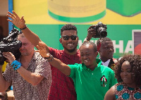 James Gardiner, Roselyn Ngissah with others on NDC Campaign stage