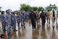 Vice President of Equatorial Guinea Teodoro Nguema Obiang Mangue inspecting military guard