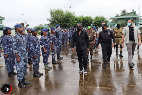 Vice President of Equatorial Guinea Teodoro Nguema Obiang Mangue inspecting military guard