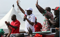 Vice President Amissah-Arthur addressing the people of Prestea-Huni