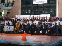 Party Members of U-Congress in a group picture with judges and lecturers of the school