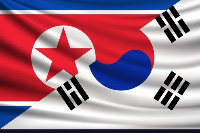 Flags of North and South Korea