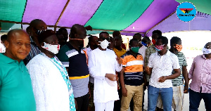 Some of the delegates with Gerald Tetteh Nyanyofio (m) in white