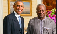 Obama (left) with President Mahama