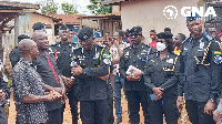 The IGP interacted with the people when he got to Nkoranza - Photo: Nkoranza