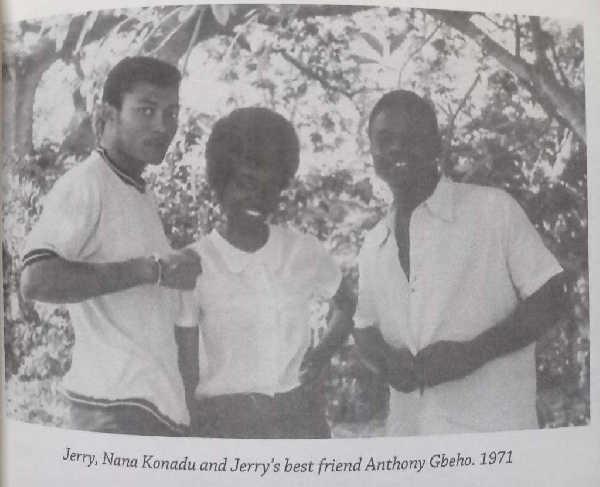 An old photo of JJ Rawlings, Nana Konadu and a friend at Achimota