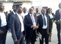 An Appeal Court Judge, Justice Clemence K. Honyenugah (middle) with journalists at Ankaful