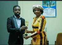 Nana Konadu Agyemang Rawlings receiving award from