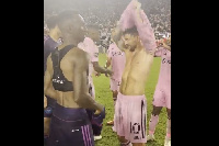 Afful with Messi after the game