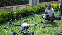 A drone deployed in the spraying of larvicide that target mosquito-prone areas