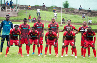 Kotoko players line up for a group photo before a GPL fixture in February 2021