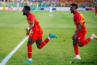 Ernest Nuamah (L) celebrating his win