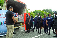 Officials of BlowChem Industries Limited with some personnel of the Ghana Police Service