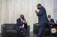 Vice President Dr Bawumia (seated) and Trade Minister, Alan Kyerematen