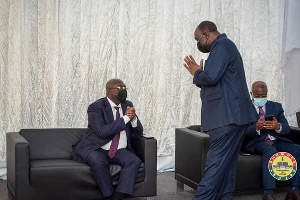 Vice President Dr Bawumia (seated) and Trade Minister, Alan Kyerematen