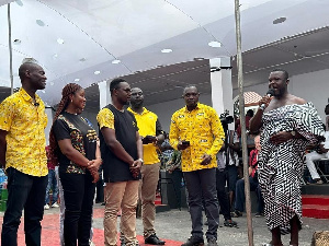 Some MTN officials speaking to elders of the Akuapem Traditional Council