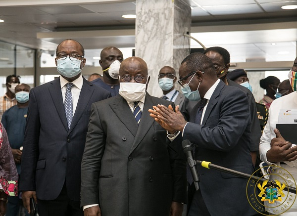 President Akufo-Addo paid a working visit to the central bank on Tuesday August 25,2020