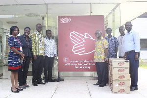 Unilever Ghana present some items to some beneficiary institutions