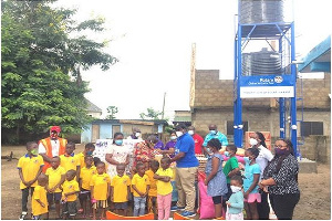 Members of the of Rotary Club of Accra La East doing the donation