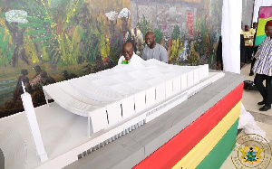 President Akufo-Addo inspecting the design of the  Cathedral created by Adjaye