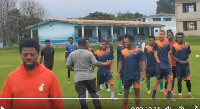 Players of Bechem United leaving the field