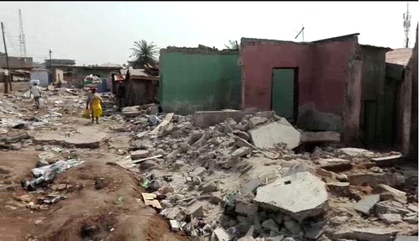 A demolition exercise carried out at a slum in Kumasi