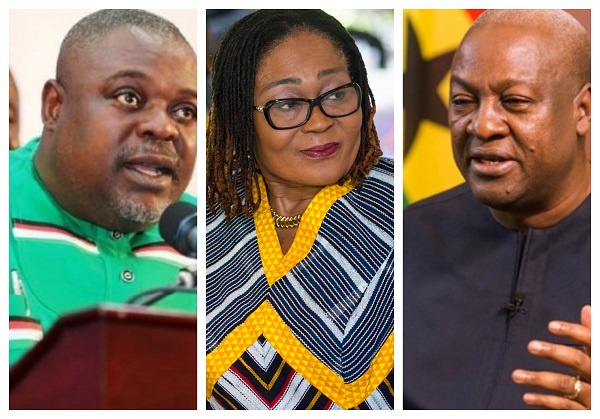 Photo collage of Koku Anyidoho, Lordina Mahama and John Dramani Mahama