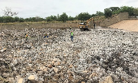 Truckloads of stones chips and sand have being transported to the site