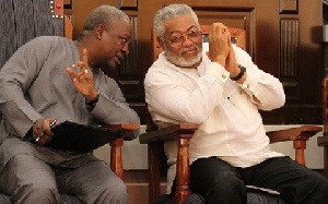 Former  President John Dramani Mahama with Former President John Rawlings