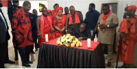 Speaker Bagbin signing the book of condolence