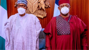 Shugaba Muhammadu Buhari da Femi Fani Kayode