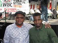 President of the Ghana Boxing Authority Peter Zwennes with Fredrick Lawson