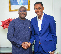 Vice President Mahamudu Bawumia (left) shaking hands) with Nathaniel Codjoe (right)