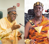 Osagyefo Oseadeeyo Agyemang Badu II (right), Speaker of Parliament Alban Bagbin (right)