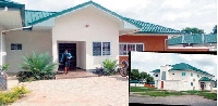 The refurbished old guest house. INSET: The new 8-bedroom house for Mahama