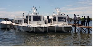 Passengers board MV Vanessa and  MV Nathalie to Kyamuswa County in Kalangala on Monday at Kasenyi