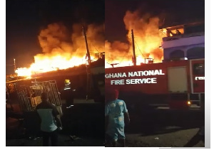 The Ghana Fire Service team were at the scene to douse the inferno