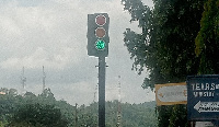 A photo of a traffic light